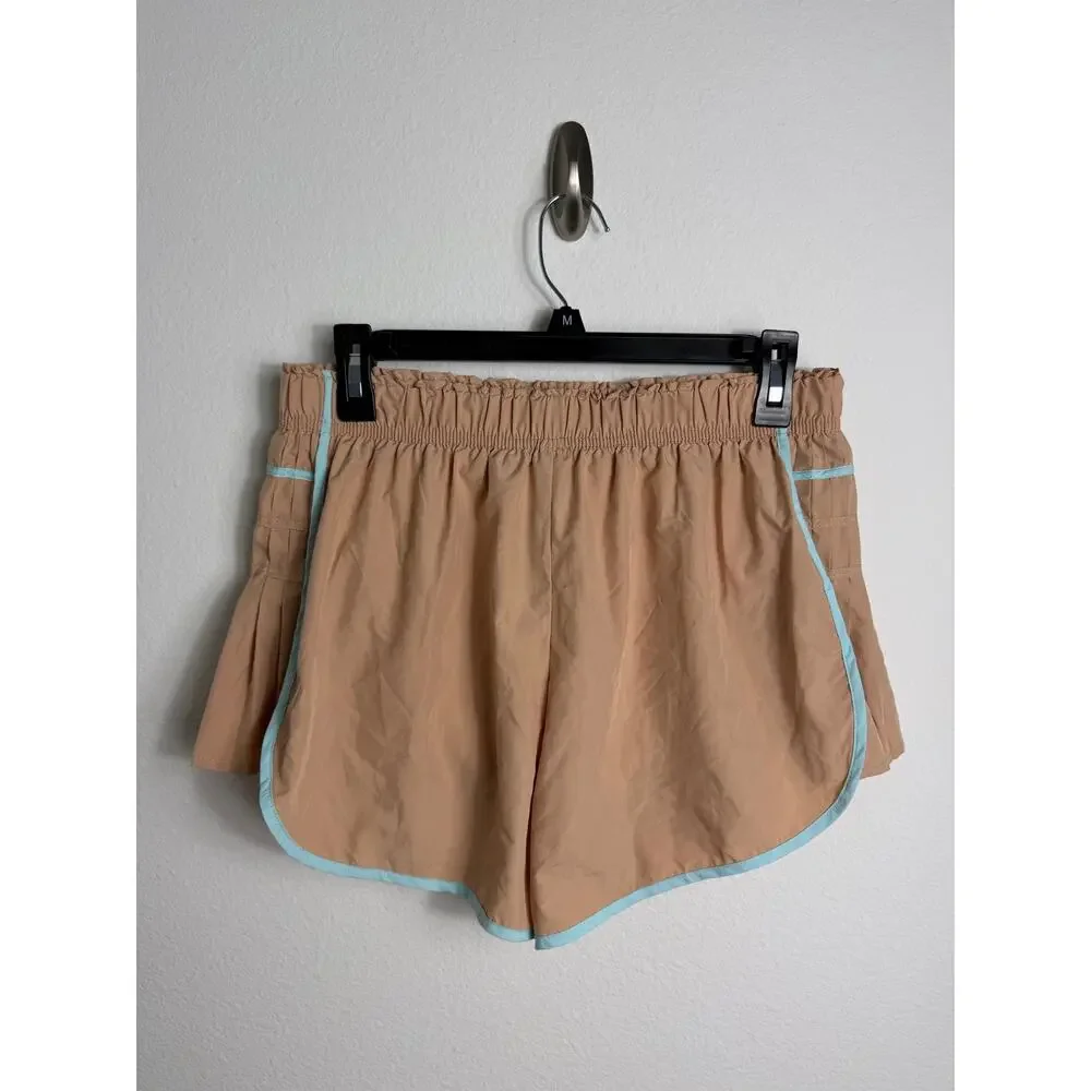 FP Movement Womens Easy Tiger Shorts Tan And Blue Workout Running Size Small